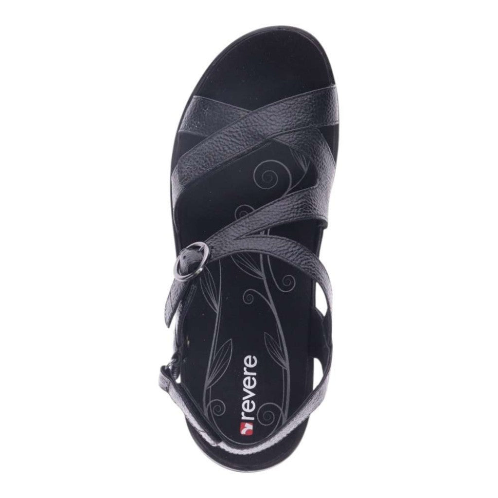 Revere Nagoya Supportive Leather Footbed Women's Sandal - Black Pebble - Product View - 4