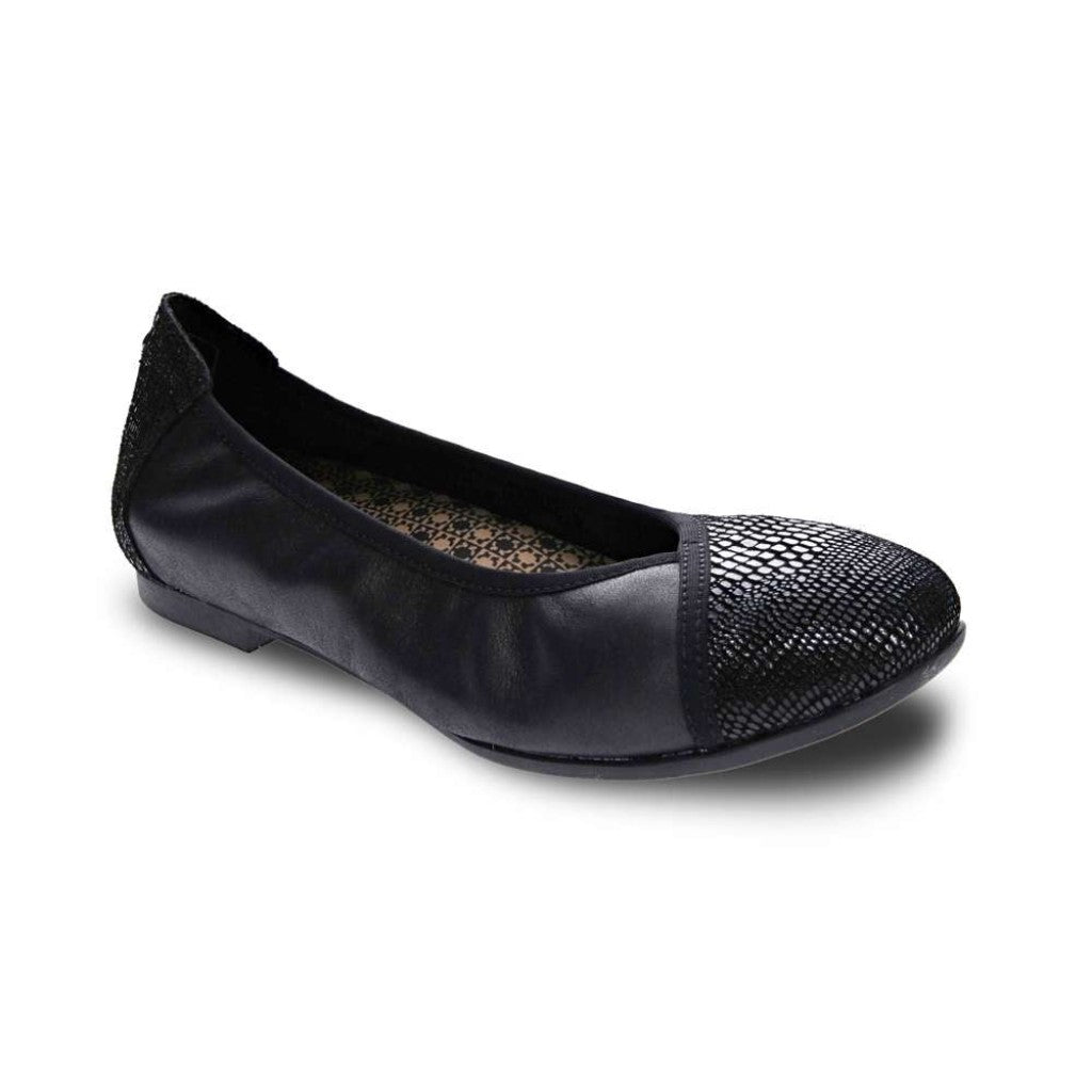 Revere Nairobi Ballet Supportive Comfort Women's Flat - Black Lizard/onyx - Product View - 1