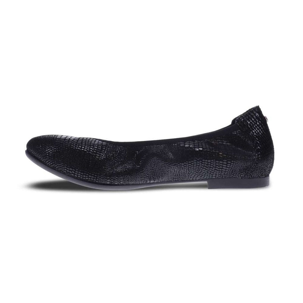Revere Nairobi Ballet Supportive Comfort Women's Flat - Black Lizard/onyx - Product View - 3