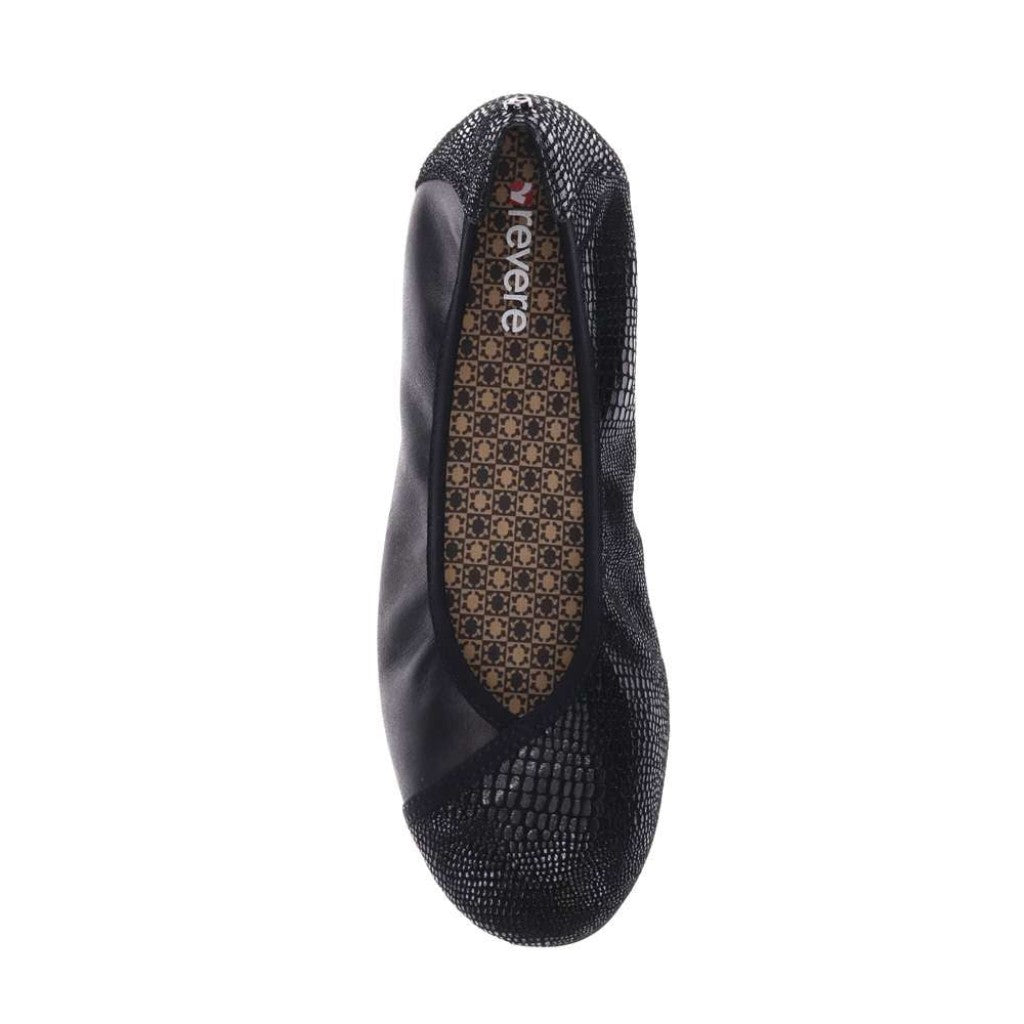 Revere Nairobi Ballet Supportive Comfort Women's Flat - Black Lizard/onyx - Product View - 4