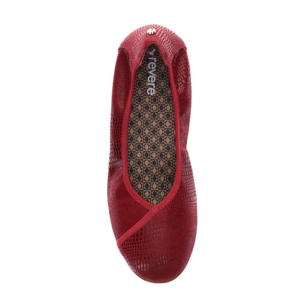 Revere Nairobi Ballet Supportive Comfort Women's Flat - Cherry Lizard - Product View - 4