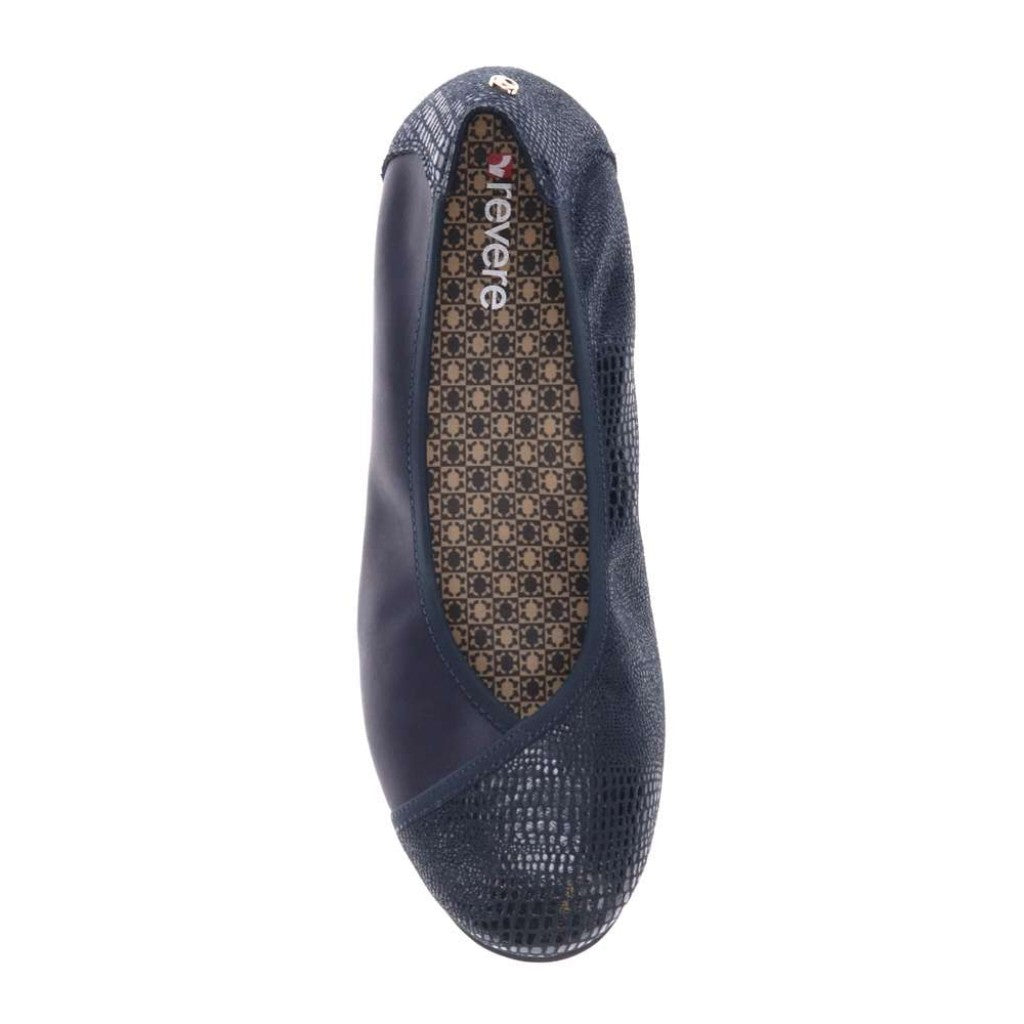 Revere Nairobi Ballet Supportive Comfort Women's Flat - Navy Lizard-sapphire - Product View - 4
