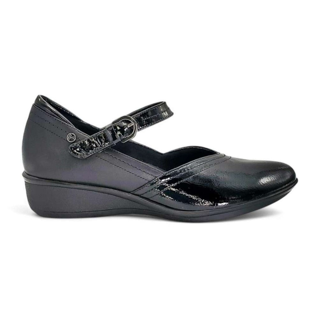 Revere Narita Orthotic Mary-Jane Supportive Women's Flat - Black Patent - Product View - 2