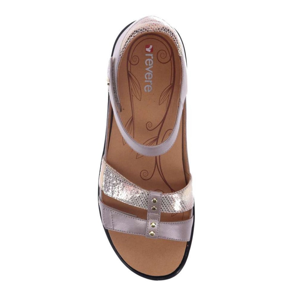 Revere Negara Women's Sandal - Champagne Metallic Interest - Product View - 4