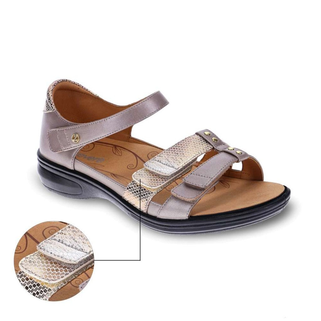 Revere Negara Women's Sandal - Champagne Metallic Interest - Product View - 6
