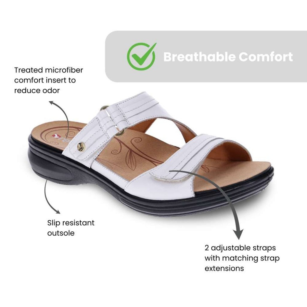 Revere Rio Removable Comfort Insert Adjustable Support Women's Slide - Coconut - Product View - 7