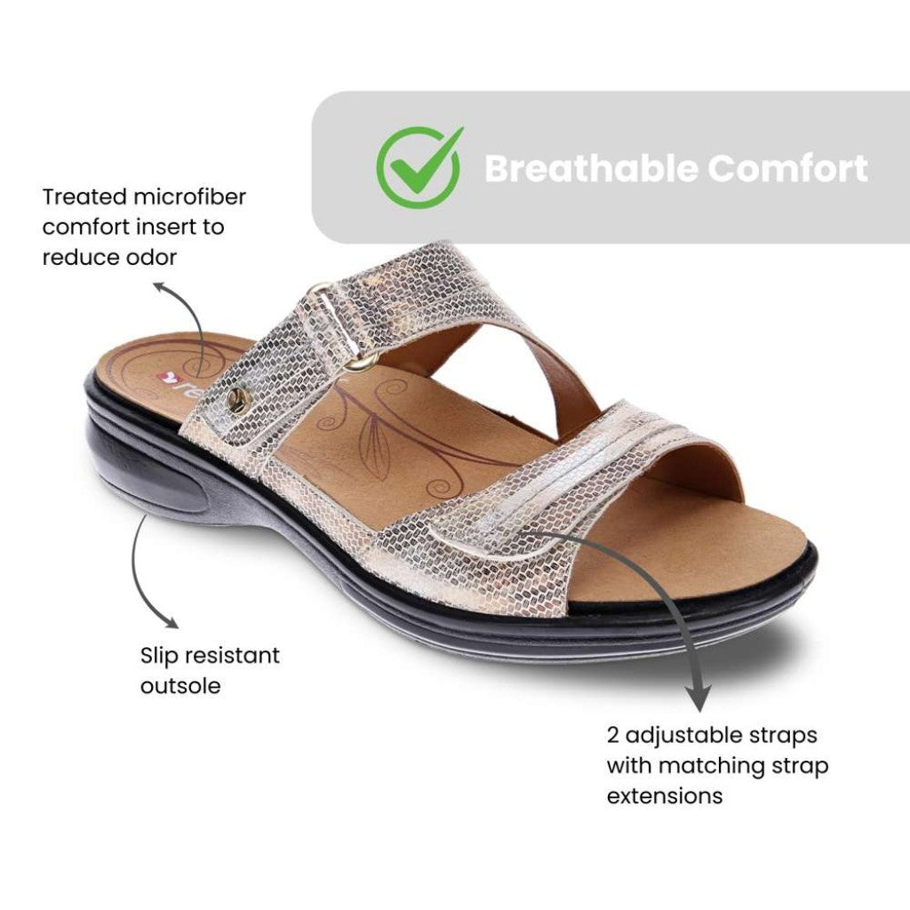 Revere Rio Removable Comfort Insert Adjustable Support Women's Slide - Metallic Interest - Product View - 8