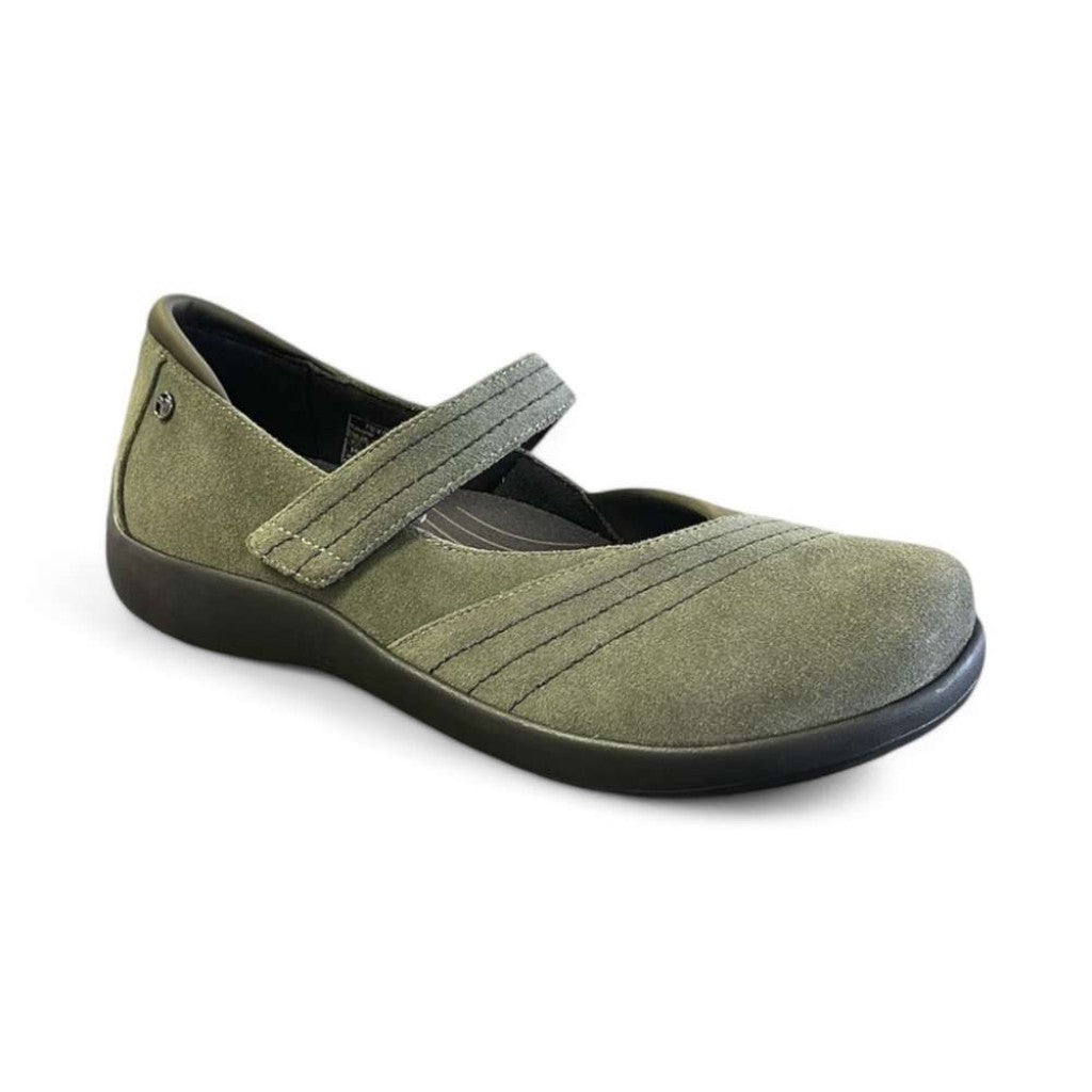 Revere Timaru Mary-Jane Supportive Cushioned Women's Flat - Moss Suede - Product View - 1