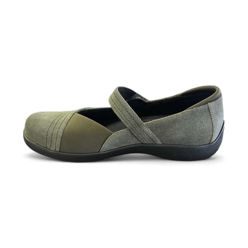 Revere Timaru Mary-Jane Supportive Cushioned Women's Flat - Moss Suede - Product View - 3