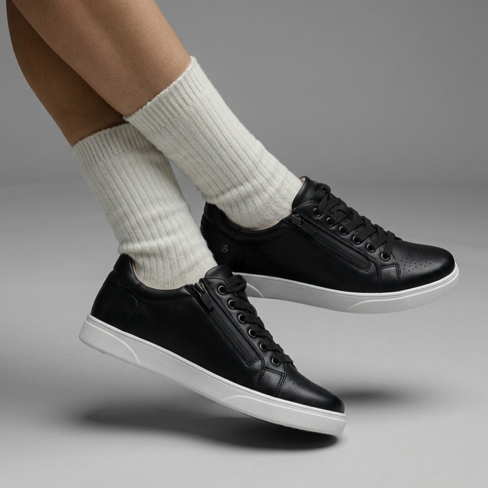 Revere Women's Brisbane Zip Casual Sneaker - Black - Product View - 6