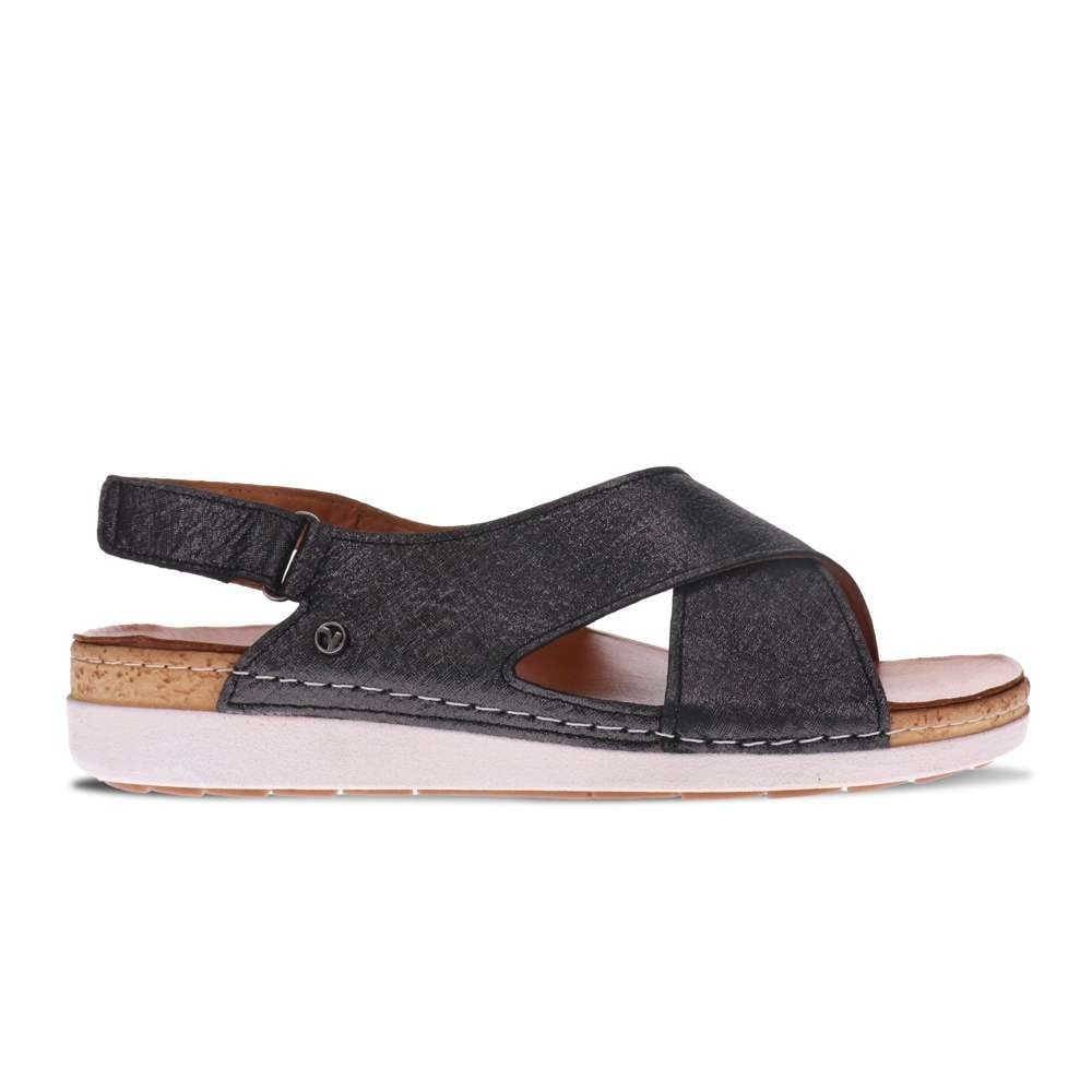Revere Women's Cottesloe Slingback Sandal - Black Linen - Product View - 2