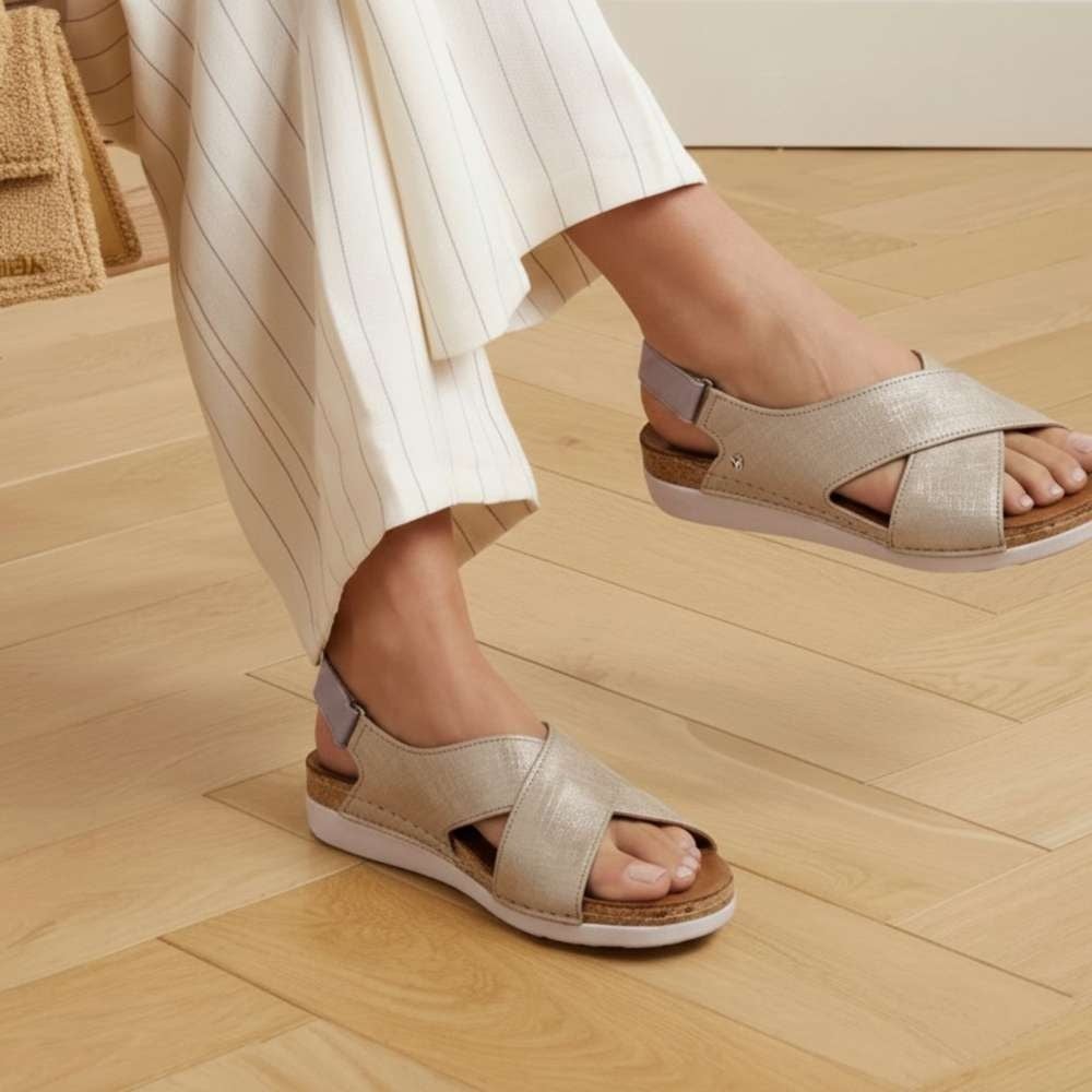 Revere Women's Cottesloe Slingback Sandal - Gold Linen - Product View - 6