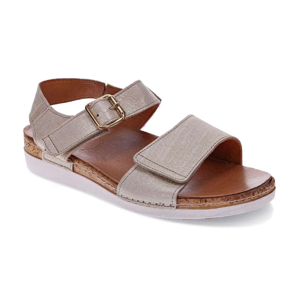Revere Women's Georgia Back Strap Sandal - Gold Linen - Product View - 1