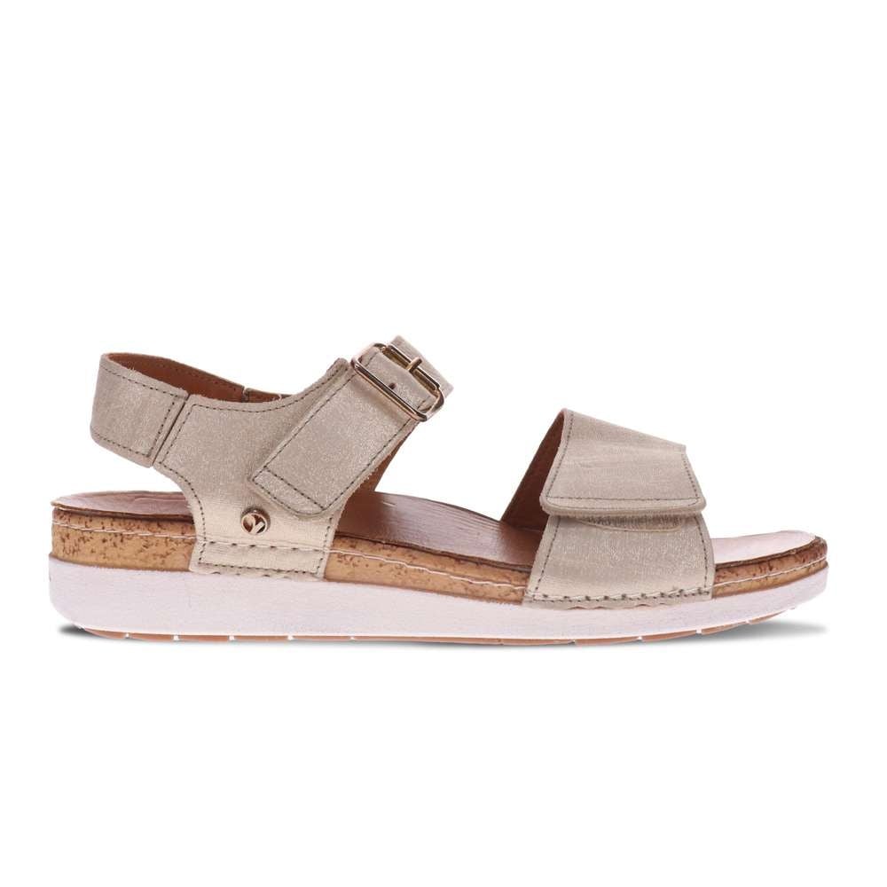 Revere Women's Georgia Back Strap Sandal - Gold Linen - Product View - 2