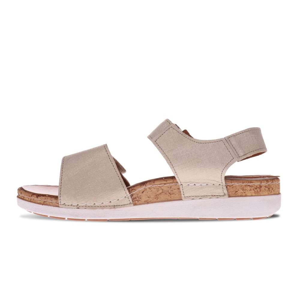 Revere Women's Georgia Back Strap Sandal - Gold Linen - Product View - 3