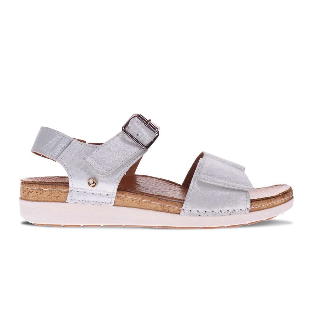 Revere Women's Georgia Back Strap Sandal - White Linen - Product View - 2