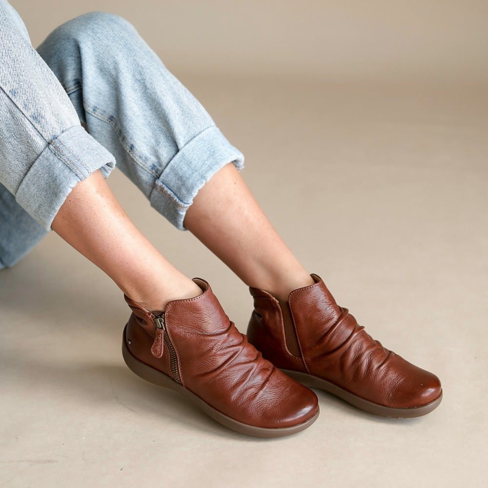 Revere Women's Salzburg Zip Ankle Boot - Mocha - Lifestyle View - 6