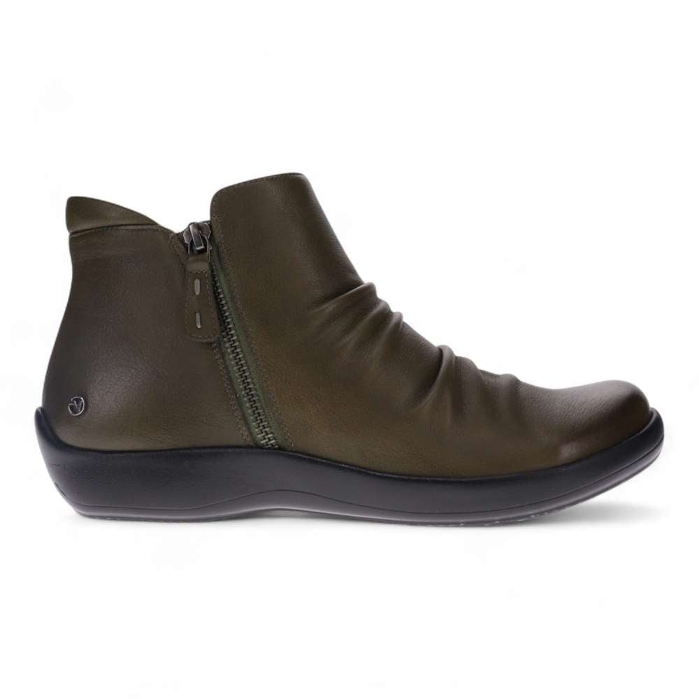 Revere Women's Salzburg Zip Ankle Boot - Olive - Product View - 2