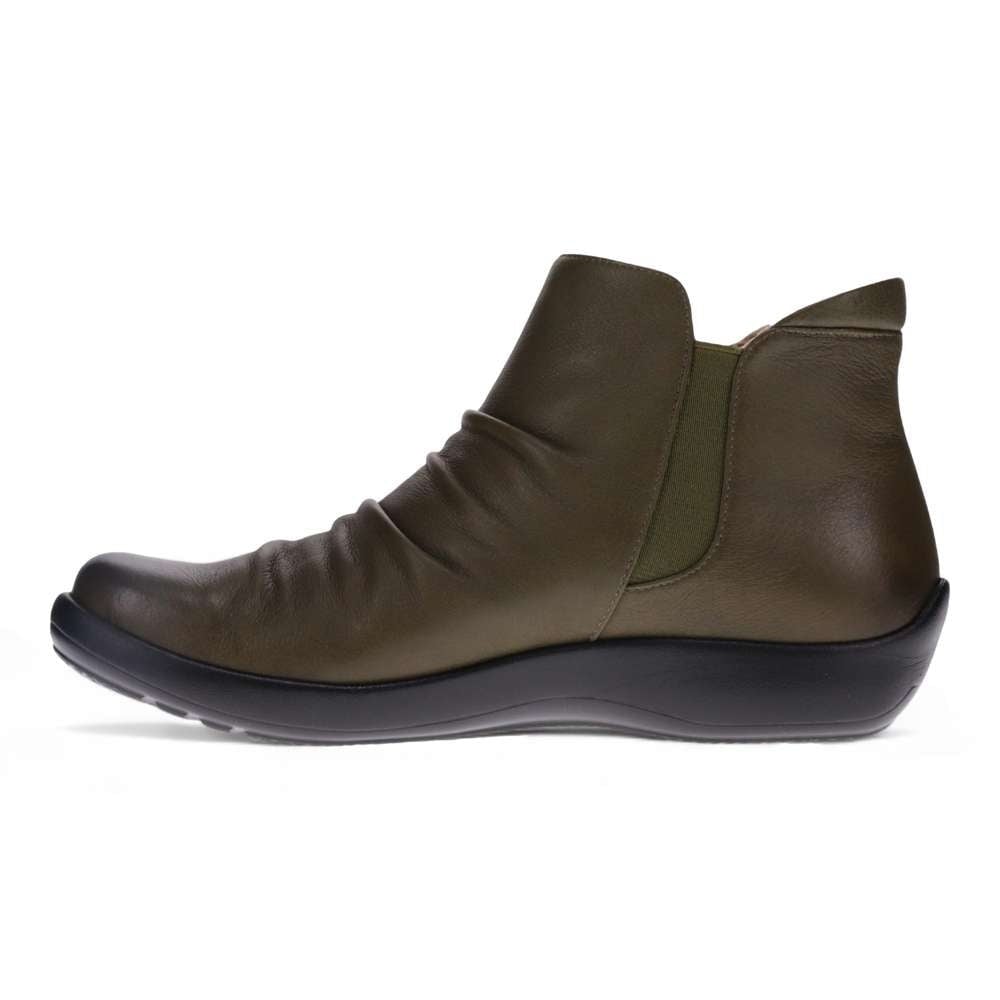 Revere Women's Salzburg Zip Ankle Boot - Olive - Product View - 3