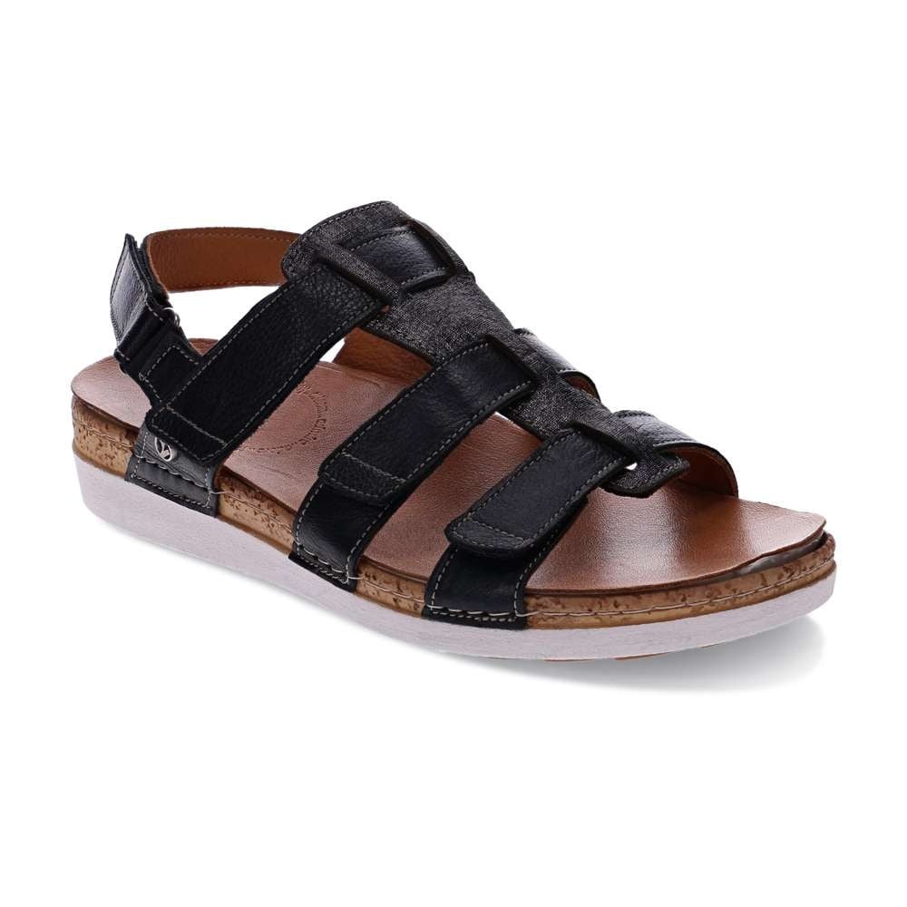 Revere Women's Santorini Gladiator Sandal - Black - Product View - 1