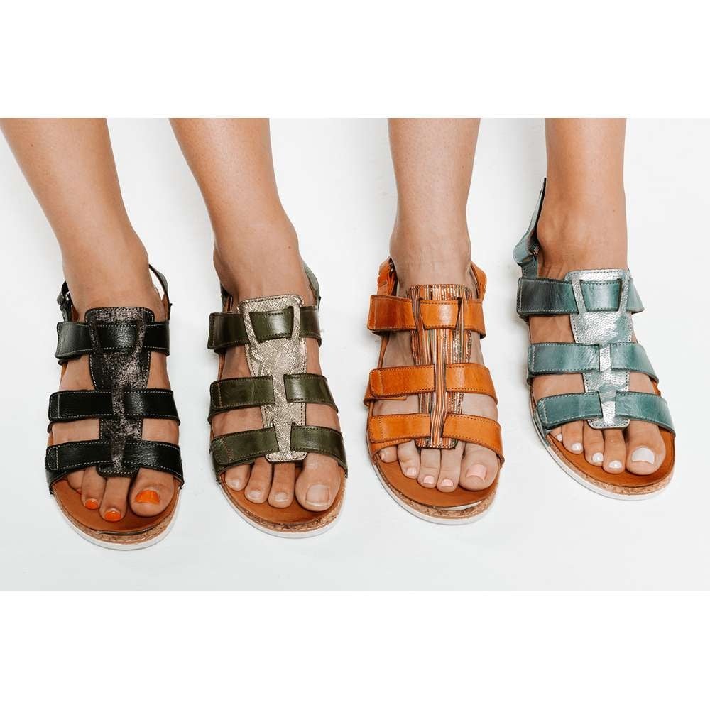 Revere Women's Santorini Gladiator Sandal - Black - Product View - 6
