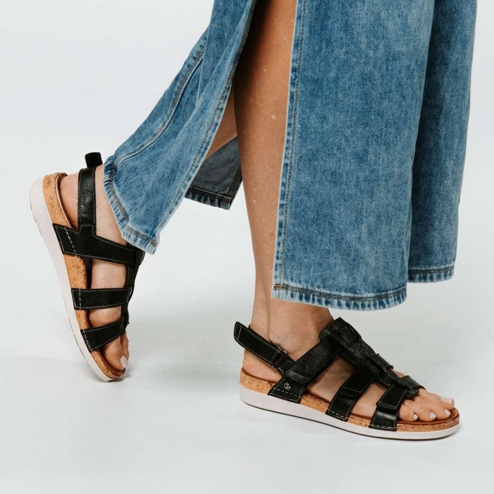 Revere Women's Santorini Gladiator Sandal - Black - Product View - 7