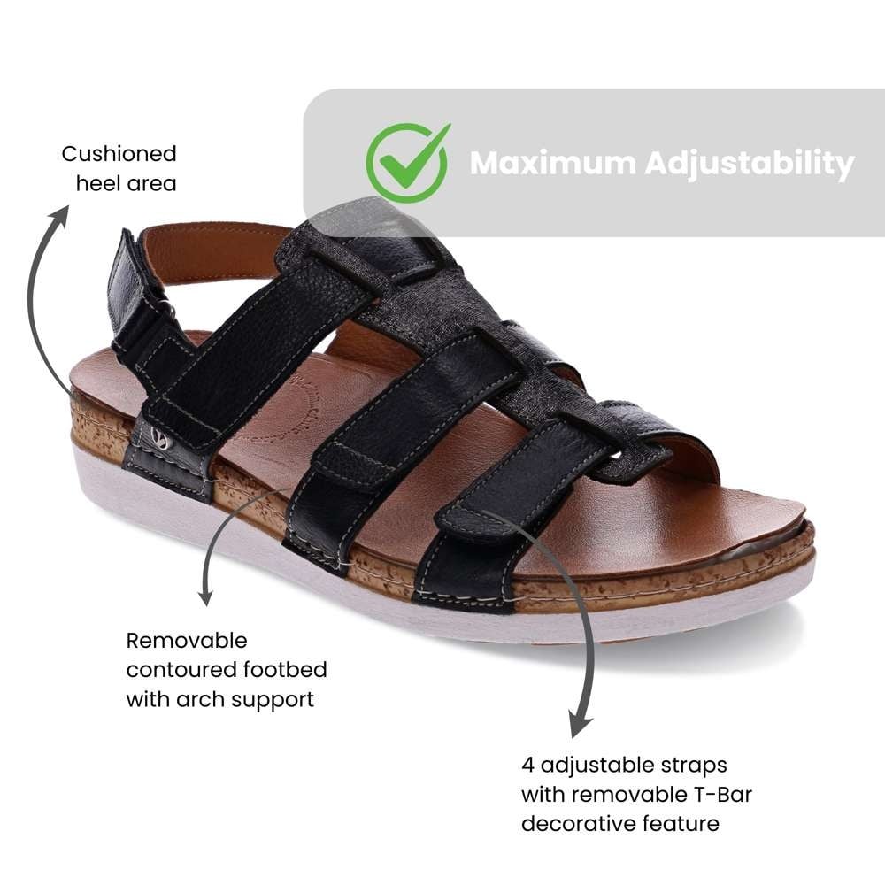 Revere Women's Santorini Gladiator Sandal - Black - Product View - 9