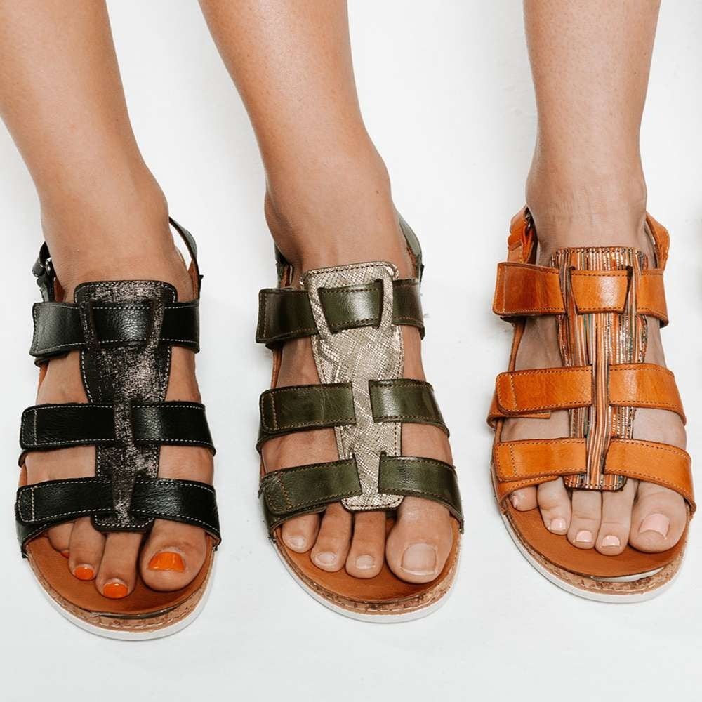 Revere Women's Santorini Gladiator Sandal - Khaki - Product View - 6