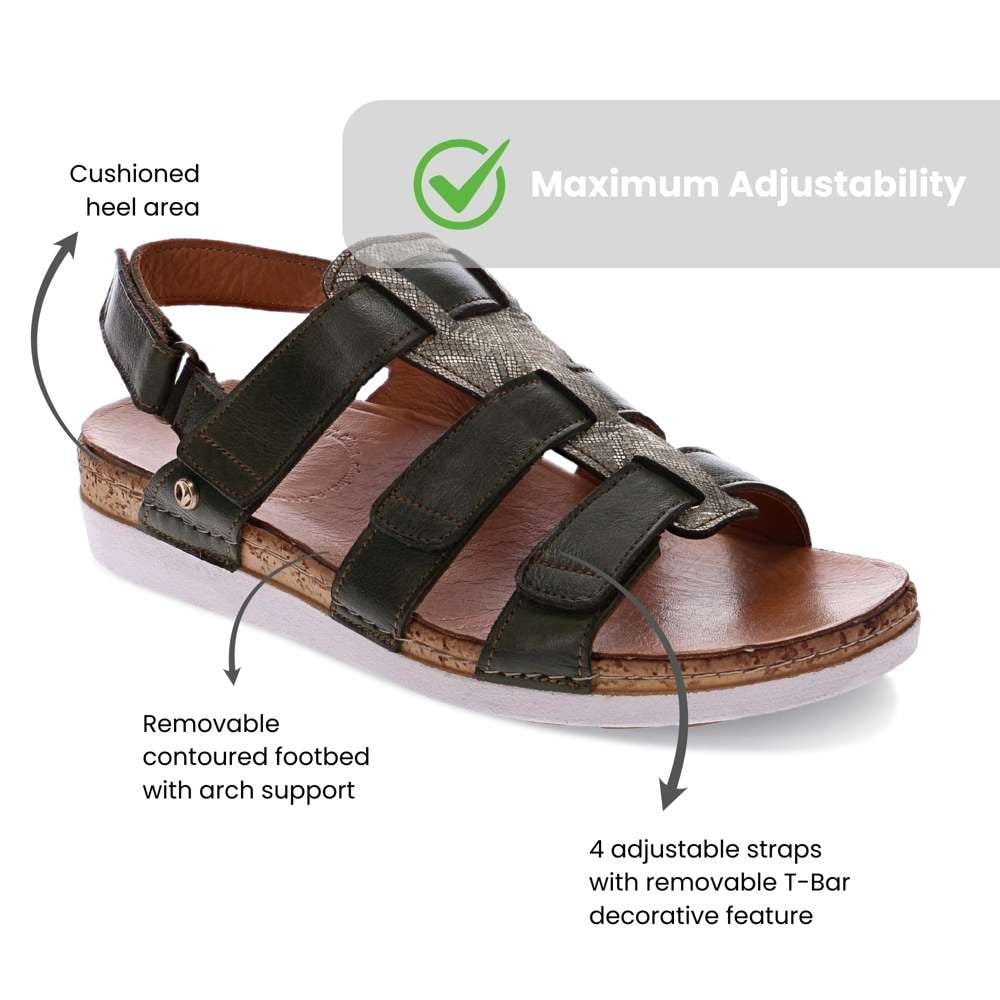 Revere Women's Santorini Gladiator Sandal - Khaki - Product View - 8