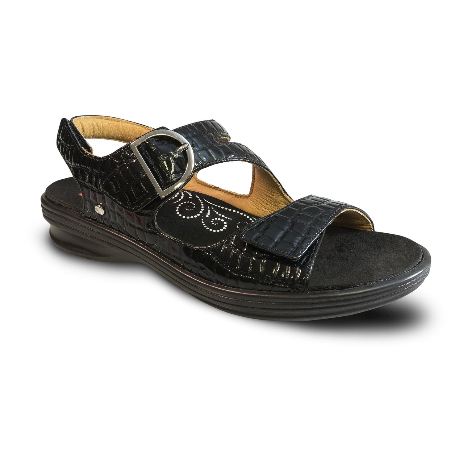 Revere Barcelona - Women's Sandals with Removable Insoles - Barcelona Black Croc