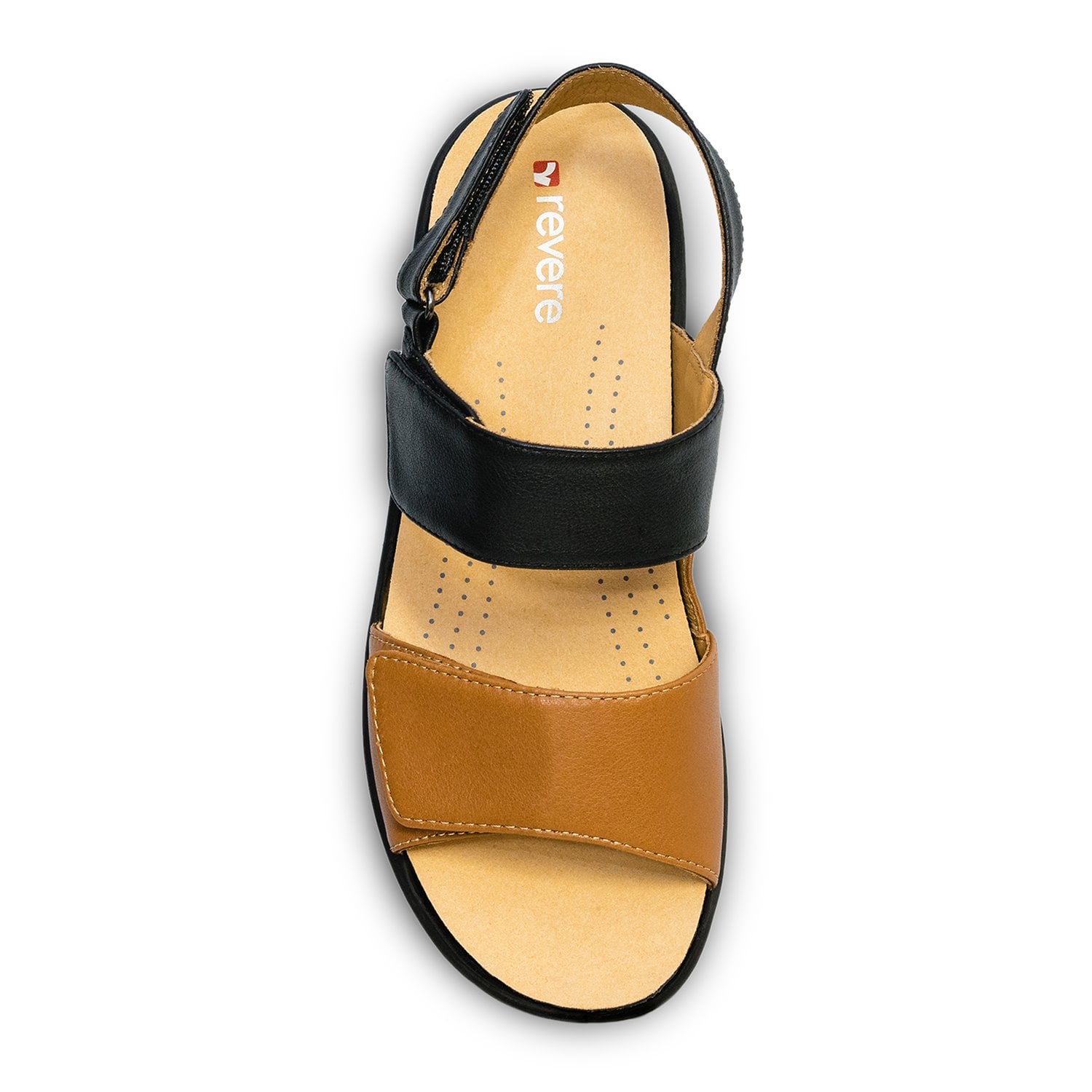 Revere Como - Women's Adjustable Sandal - Como Black Tan Top
