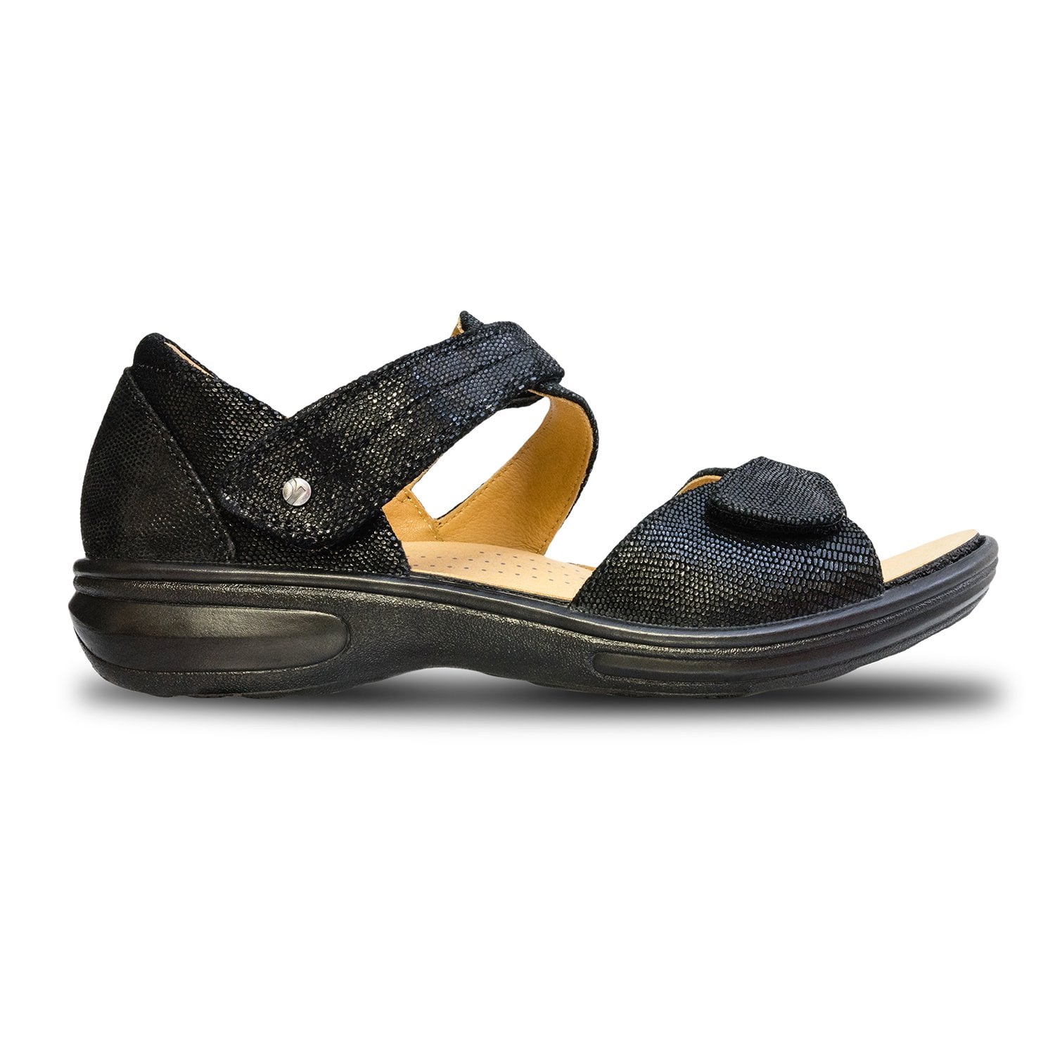 Revere Geneva - Women's sandal - Geneva Black Lizard Side