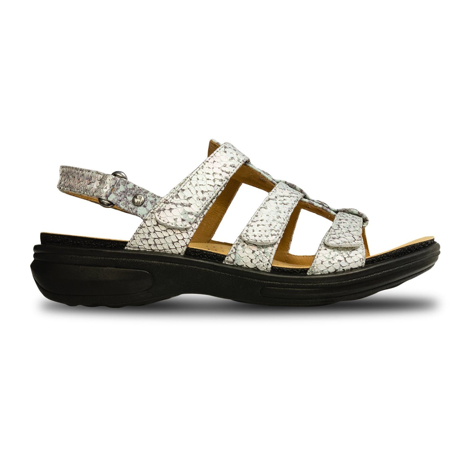 Revere Toledo - Women's Backstrap Sandal - Toledo Teal Snake Side