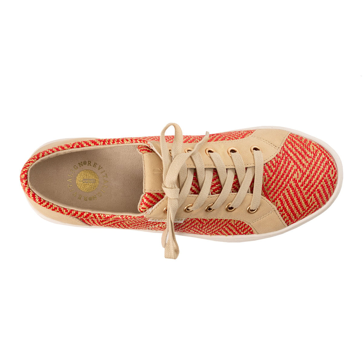 Revitalign Amalfi Women's Woven Lace-Up Sneaker - Blazing Red/Natural
