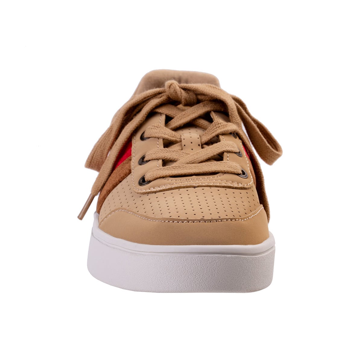 Revitalign Belmont Stripe Women's Velvet Trim Lace-Up Sneaker - Tan