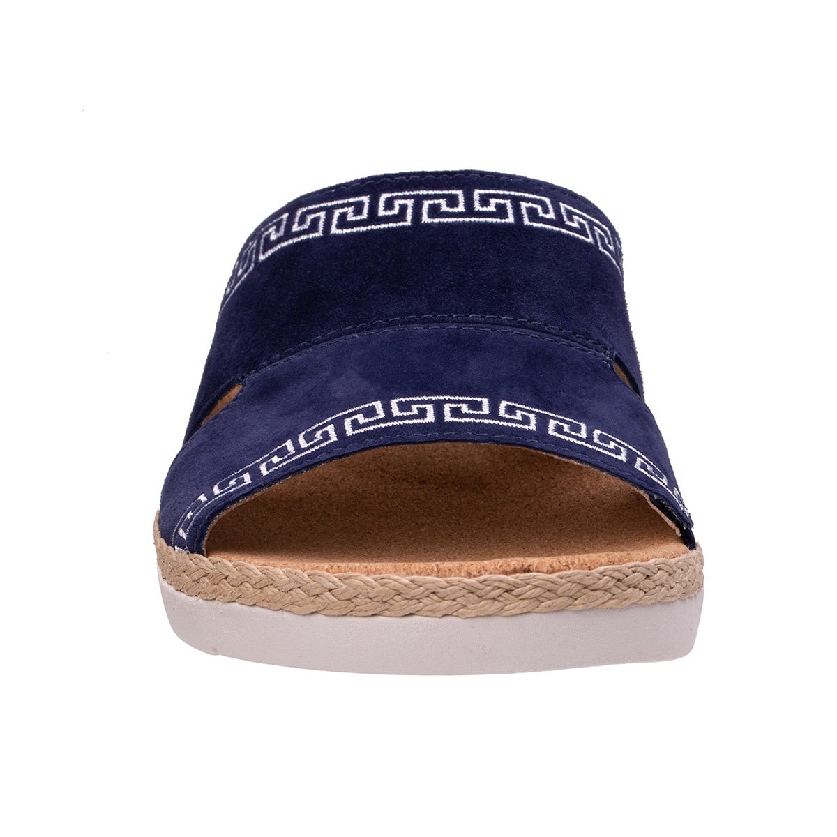 Revitalign Fiona Women's Suede Greek Key Slide Sandal - Peacoat