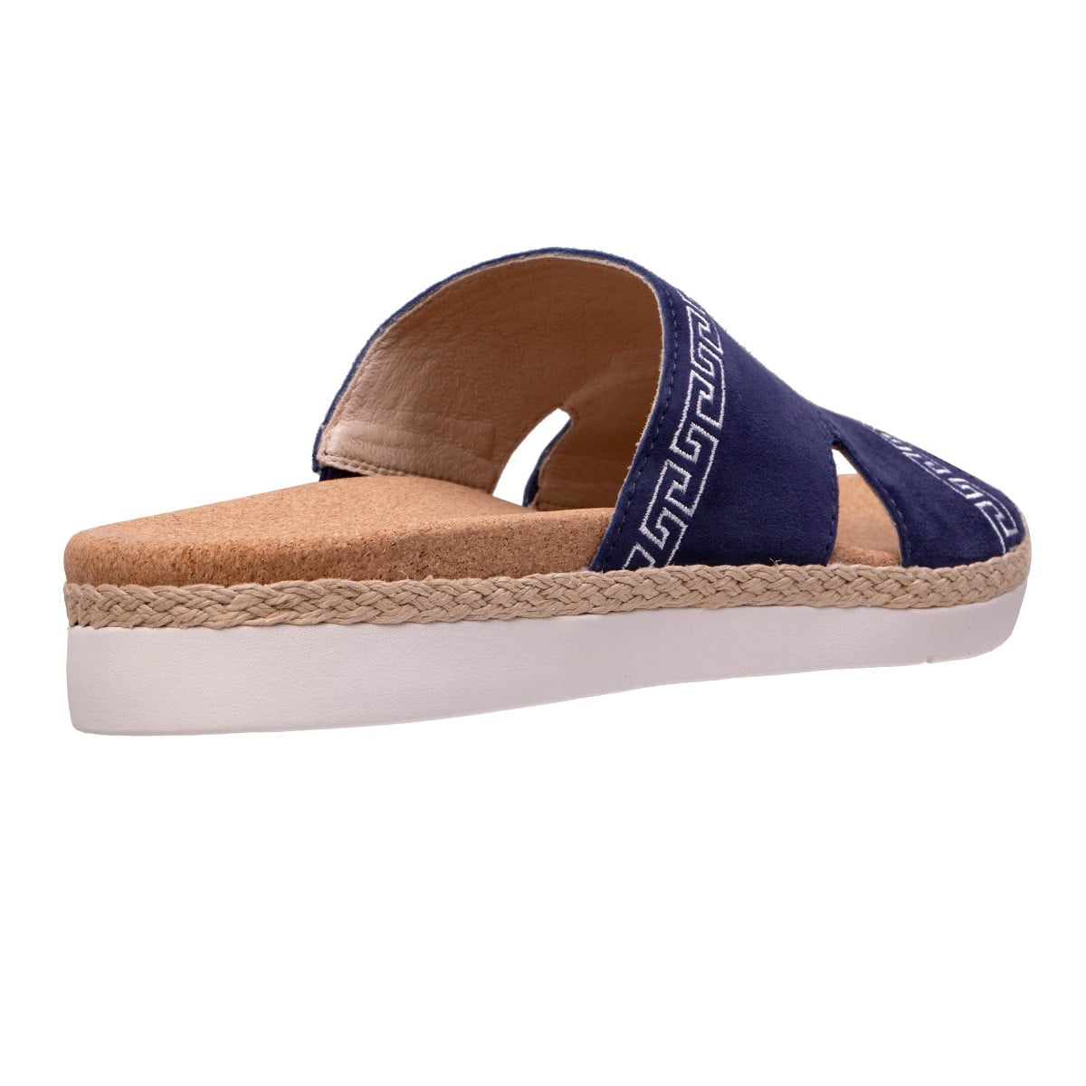Revitalign Fiona Women's Suede Greek Key Slide Sandal - Peacoat