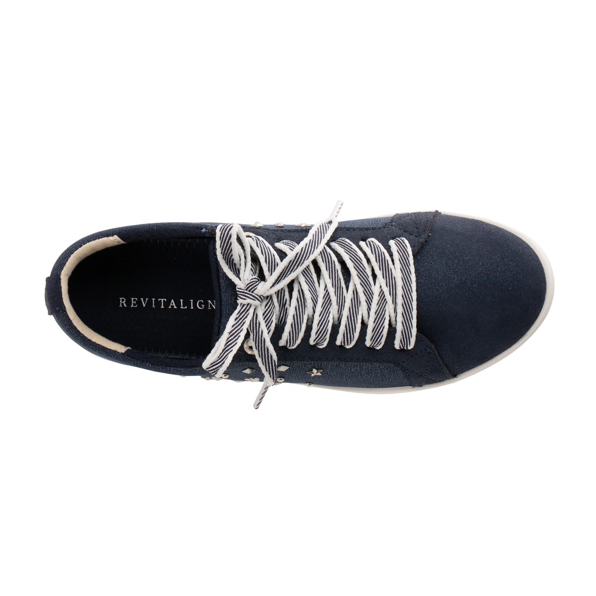 Revitalign Liv Women's Suede and Canvas Lace-Up Sneaker - Navy Shimmer