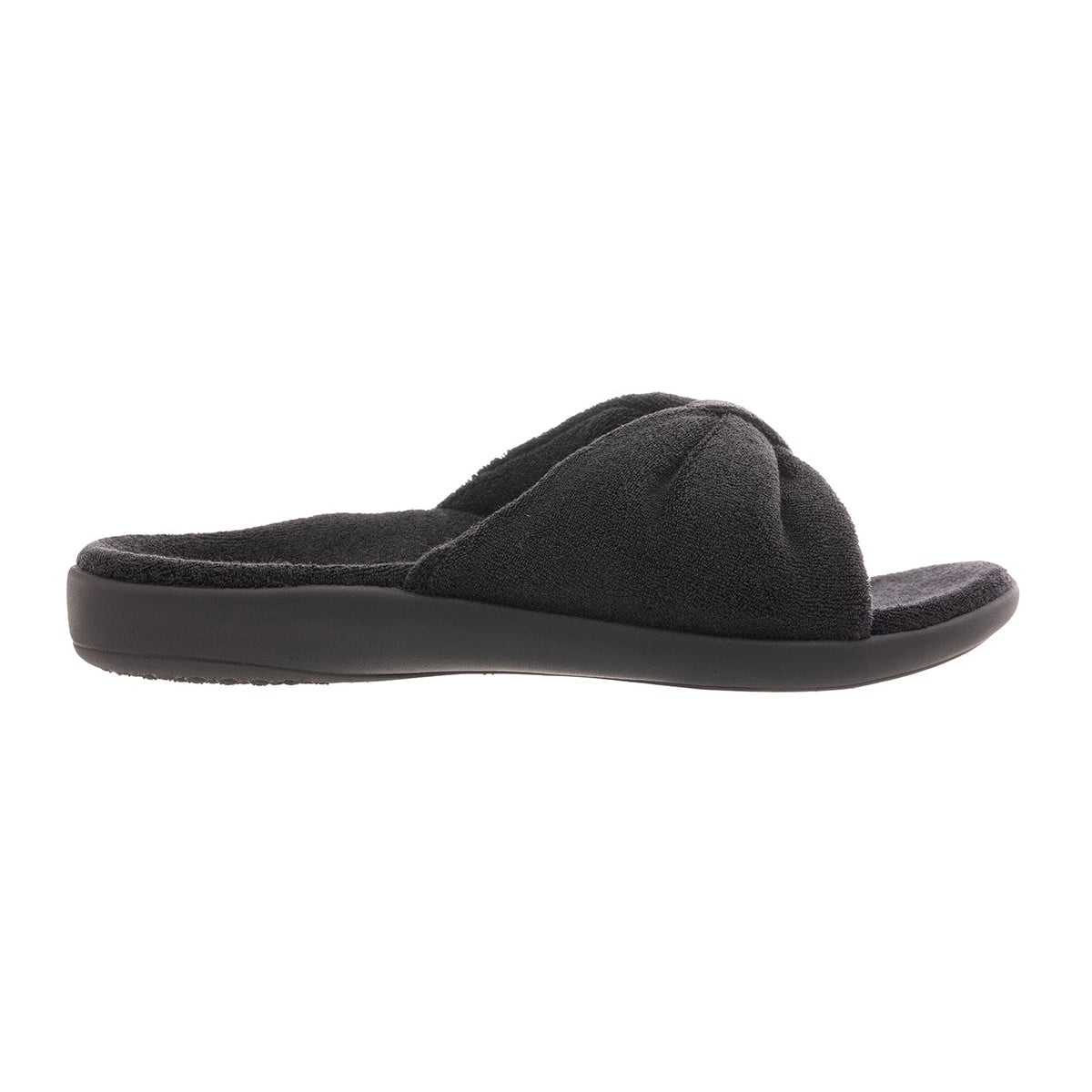 Revitalign Lounge Terry Women's Open-Toe Slide Slipper - Black