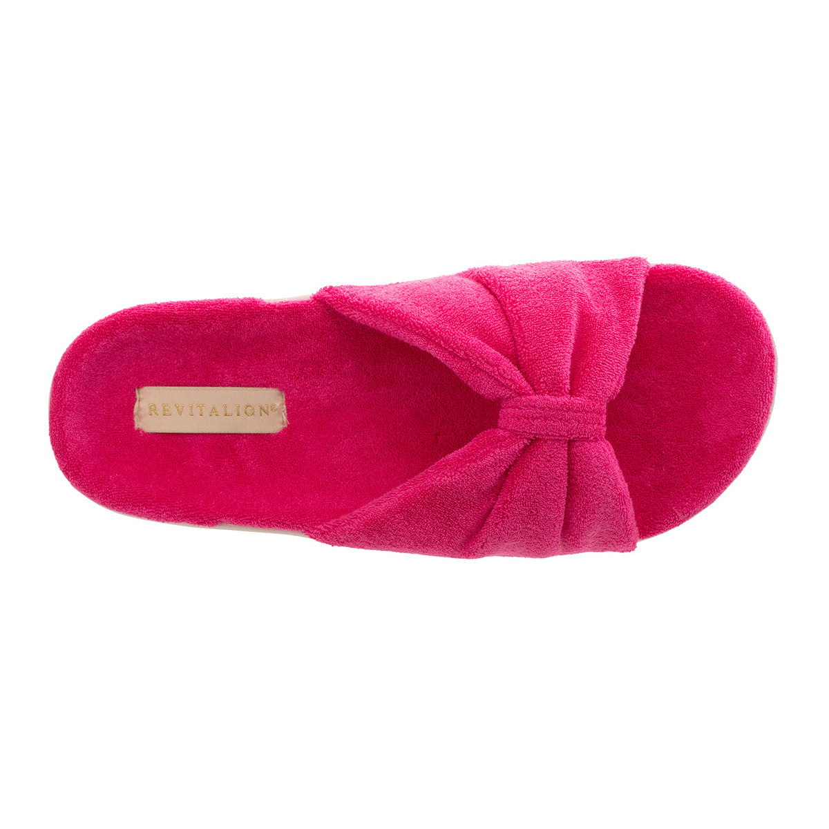 Revitalign Lounge Terry Women's Open-Toe Slide Slipper - Flamingo Pink