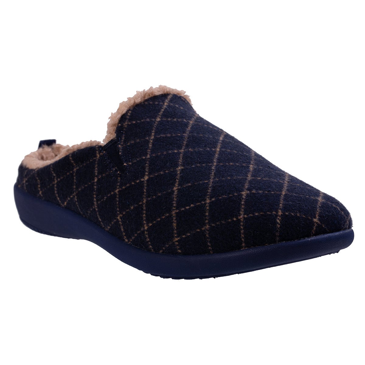 Revitalign Men's Dundee Windowpane Slipper - Navy