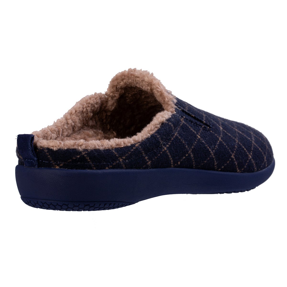 Revitalign Men's Dundee Windowpane Slipper - Navy