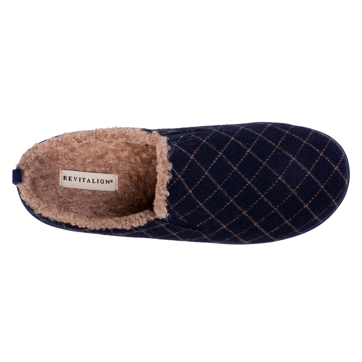 Revitalign Men's Dundee Windowpane Slipper - Navy