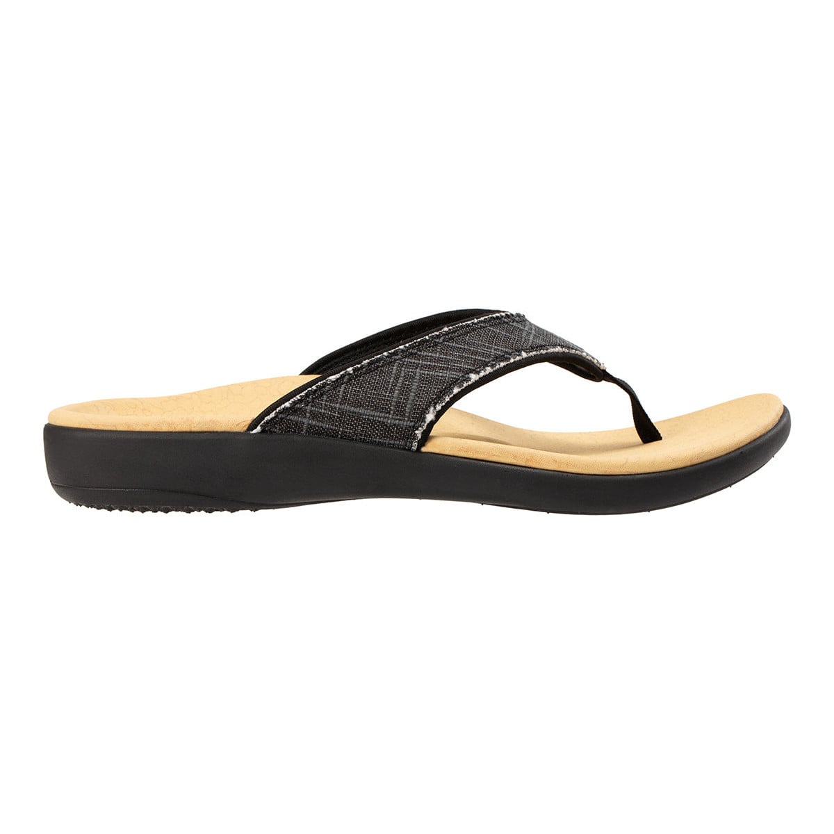 Revitalign Men's Yumi Canvas Toe-Post Sandal - Black