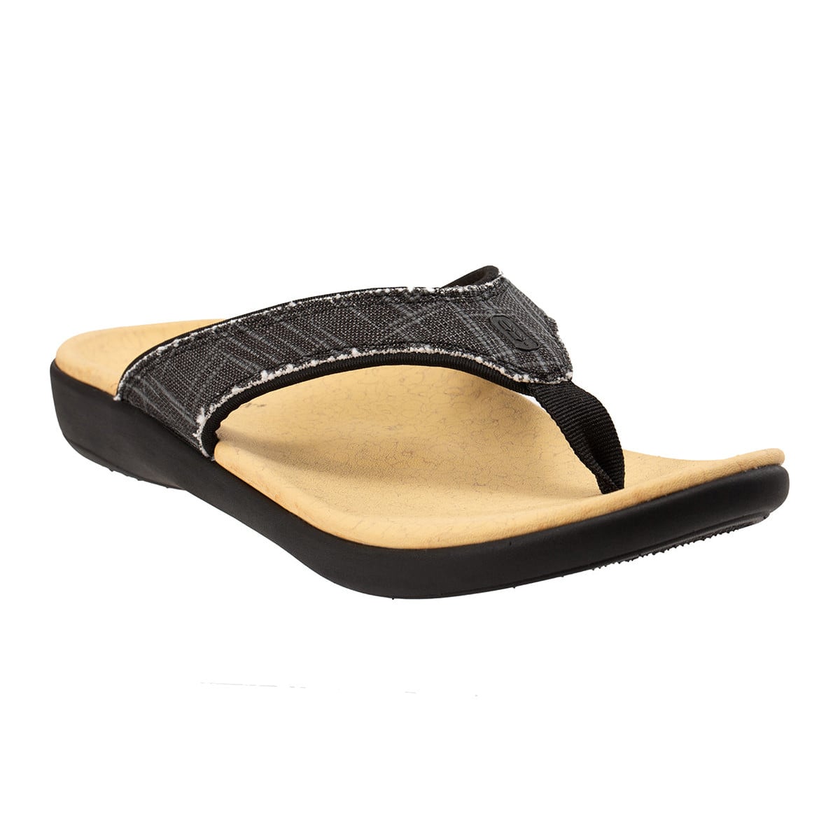 Revitalign Men's Yumi Canvas Toe-Post Sandal - Black