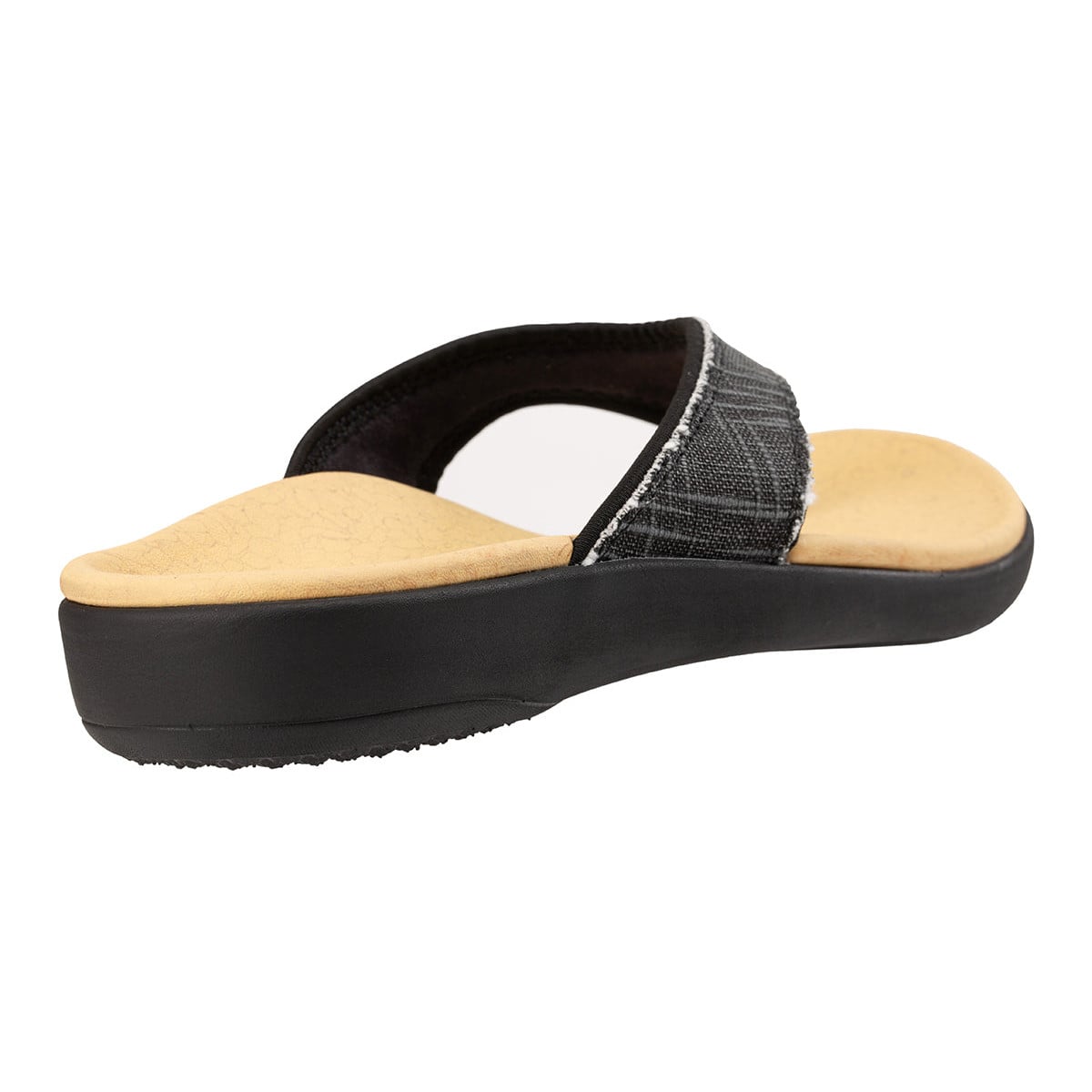 Revitalign Men's Yumi Canvas Toe-Post Sandal - Black