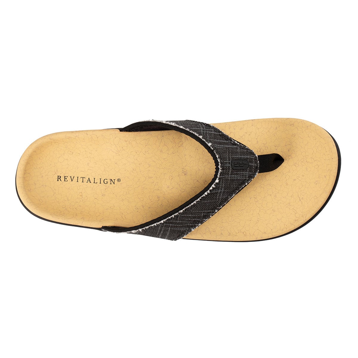 Revitalign Men's Yumi Canvas Toe-Post Sandal - Black