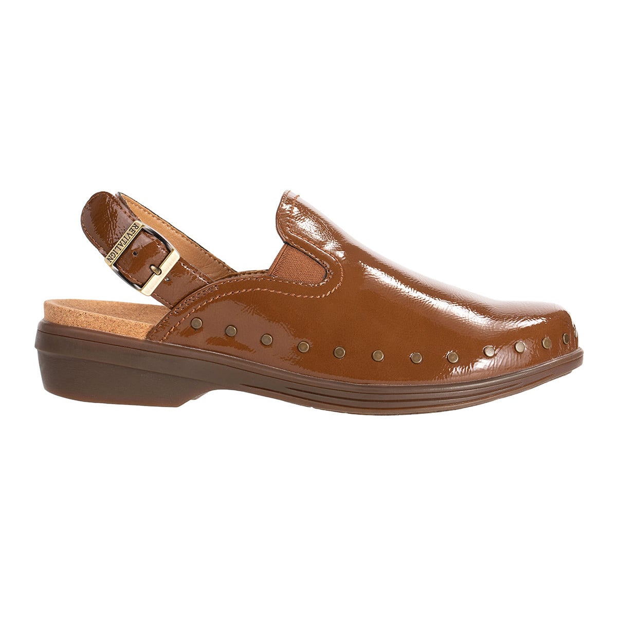 Revitalign Ventura Patent Women's Backstrap Clog in Brown