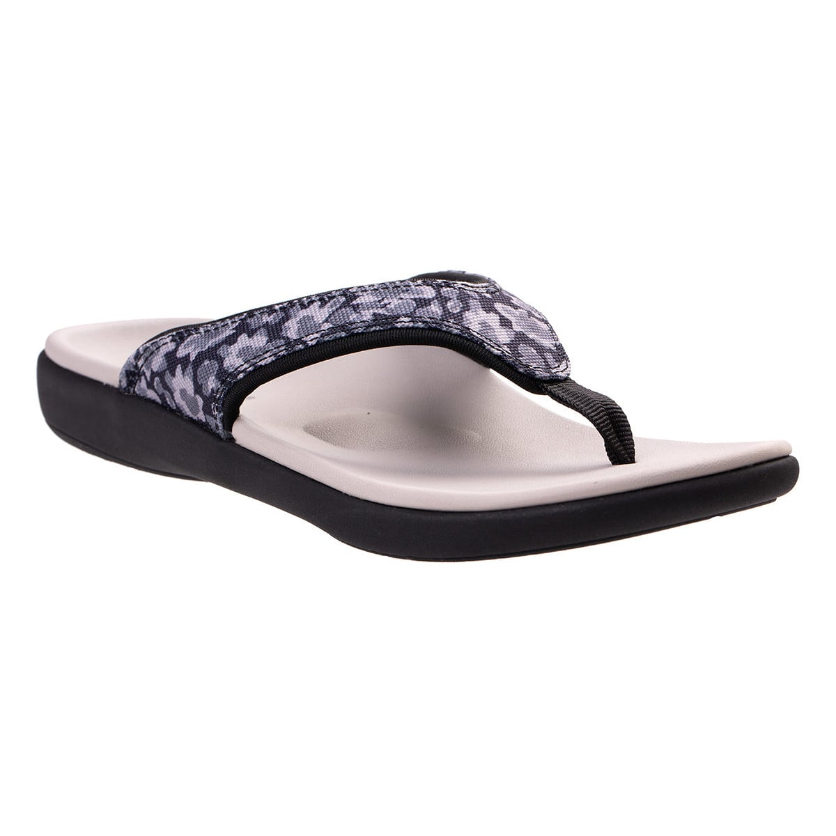 Revitalign Yumi Mod Floral Women's Toe-Post Sandal - Black