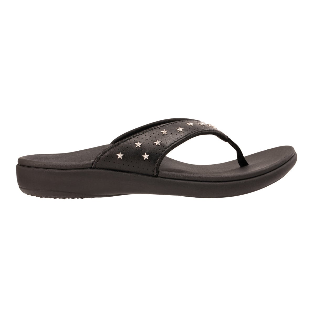 Revitalign Yumi Star Women's Star-Accent Flip-Flop Sandal - Metallic Black